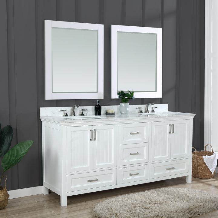 Altair Isla 72" Double Bathroom Vanity Set with Aosta White Marble Countertop