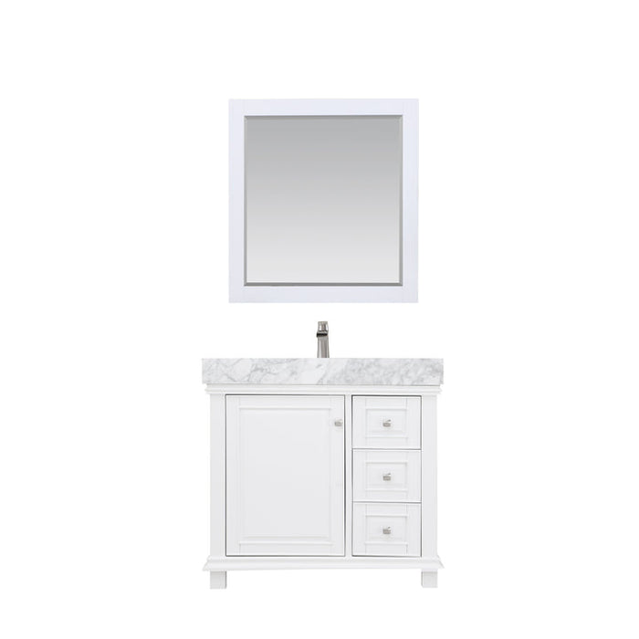 Altair Jardin 36" Single Bathroom Vanity Set with Carrara White Marble Countertop