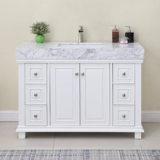 Altair Jardin 48" Single Bathroom Vanity Set with Carrara White Marble Countertop