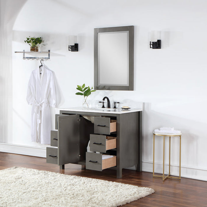 Altair Wildy Hadiya 42" Single Bathroom Vanity Set with Aosta White Composite Stone Countertop)