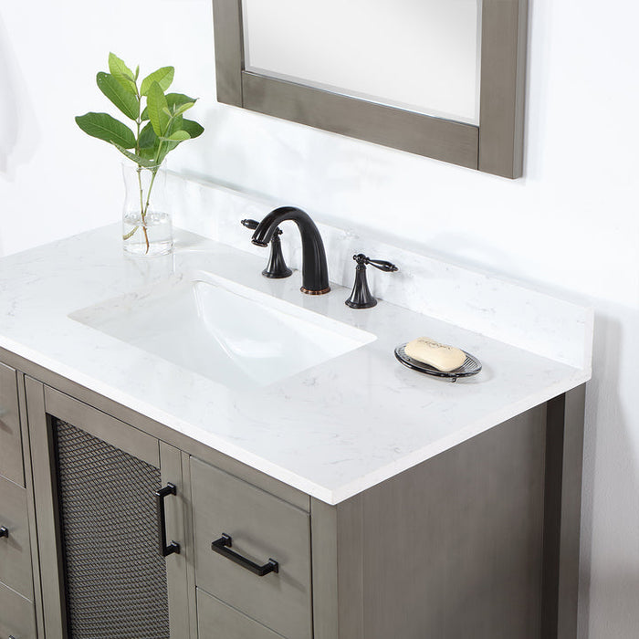 Altair Wildy Hadiya 42" Single Bathroom Vanity Set with Aosta White Composite Stone Countertop)