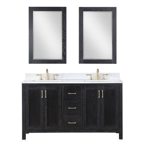 Altair Hadiya 60" Double Bathroom Vanity Set with Aosta White Composite Stone Countertop