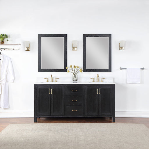 Altair Hadiya 72" Double Bathroom Vanity Set with Aosta White Composite Stone Countertop