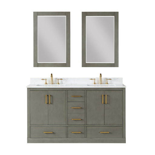 Altair Monna 60" Double Bathroom Vanity Set with Aosta White Composite Stone Countertop