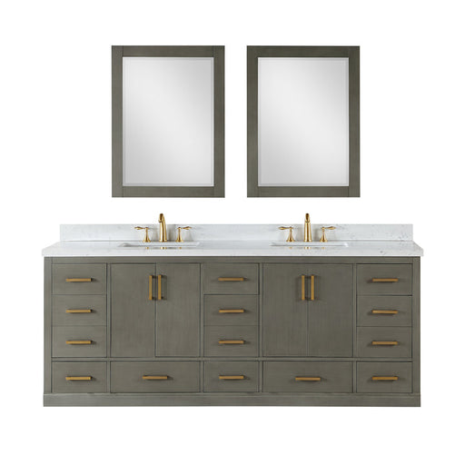 Altair Monna 84" Double Bathroom Vanity Set with Aosta White Composite Stone Countertop