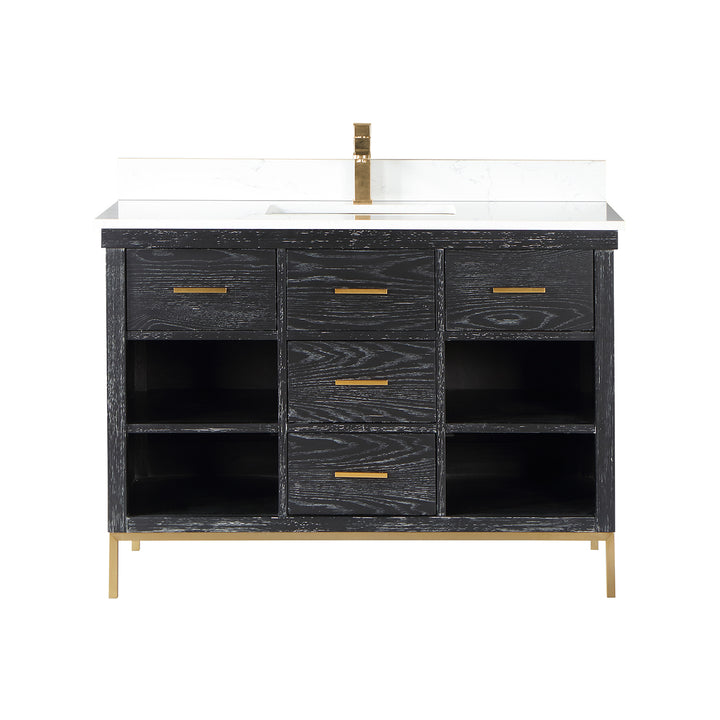 Altair Kesia 48" Single Bathroom Vanity Set with Aosta White Composite Stone Countertop