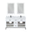 Altair Kesia 60" Double Bathroom Vanity Set with Aosta White Composite Stone Countertop