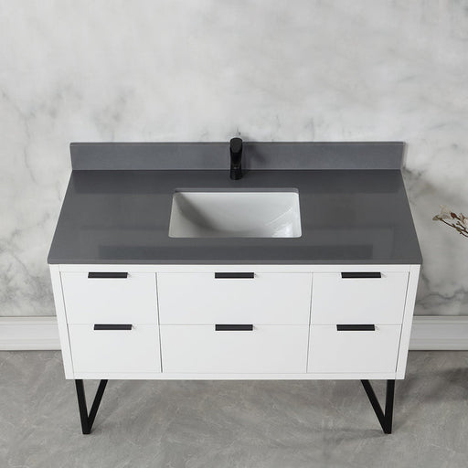 Altair Helios 48" Single Bathroom Vanity Set with Concrete Gray Stone Countertop