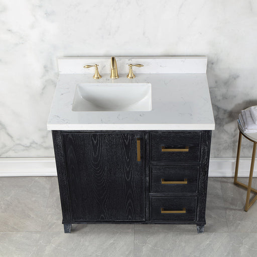 Altair Weiser 36" Single Bathroom Vanity Set with Composite Aosta White Stone Countertop