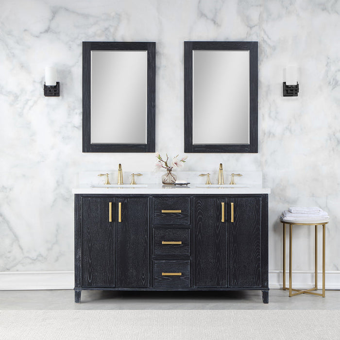 Altair Weiser 72" Double Bathroom Vanity with Composite Aosta White Stone Countertop