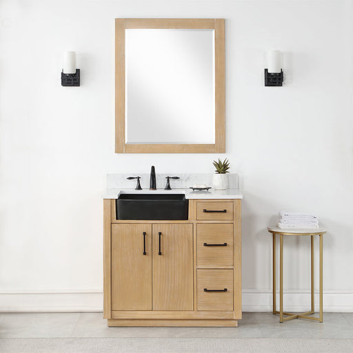Altair Novago 36" Single Bathroom Vanity Set with Composite Aosta White Stone Countertop and Farmhouse Sink