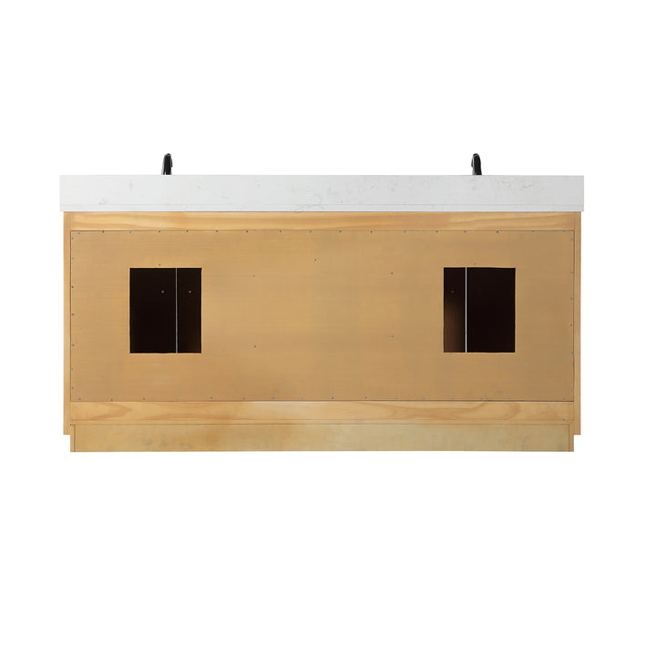 Altair Novago 72" Double Bathroom Vanity Set with Composite Aosta White Stone Countertop and Farmhouse Sink