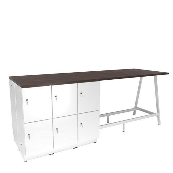 Safco Resi Bistro-Height Collaboration Table, 12 Lockers – 75”W 224666