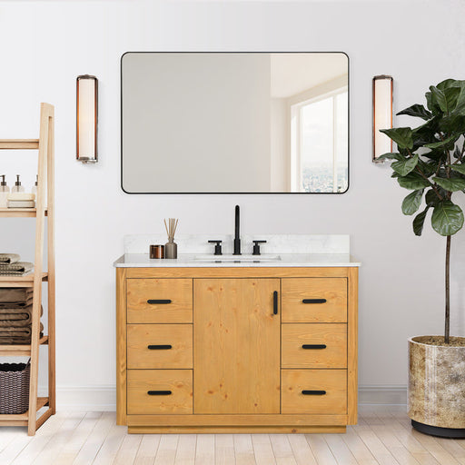 Altair Perla 48" Single Bathroom Vanity with Grain White Composite Stone Countertop
