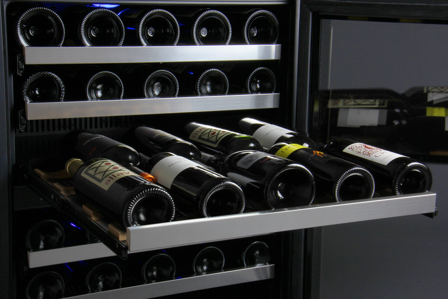 Allavino 24" Wide FlexCount II Tru Vino 56 Bottle Dual Zone Stainless Steel Left Hinge Wine Refrigerator  AO VSWR56-2SL20