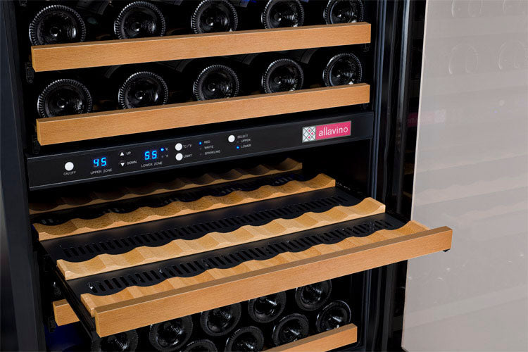 Allavino 47" Wide FlexCount II Tru-Vino 112 Bottle Three Zone Black Side-by-Side Wine Refrigerator  BF 3Z-VSWR5656-B20