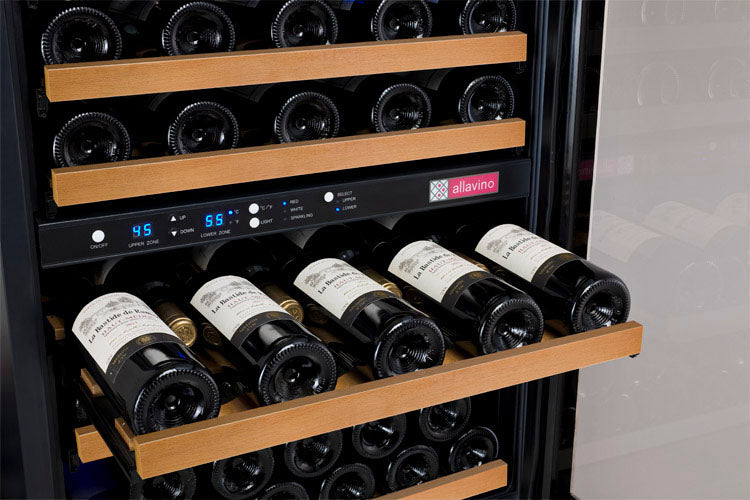 Allavino 47" Wide FlexCount II Tru-Vino 112 Bottle Three Zone Black Side-by-Side Wine Refrigerator  BF 3Z-VSWR5656-B20