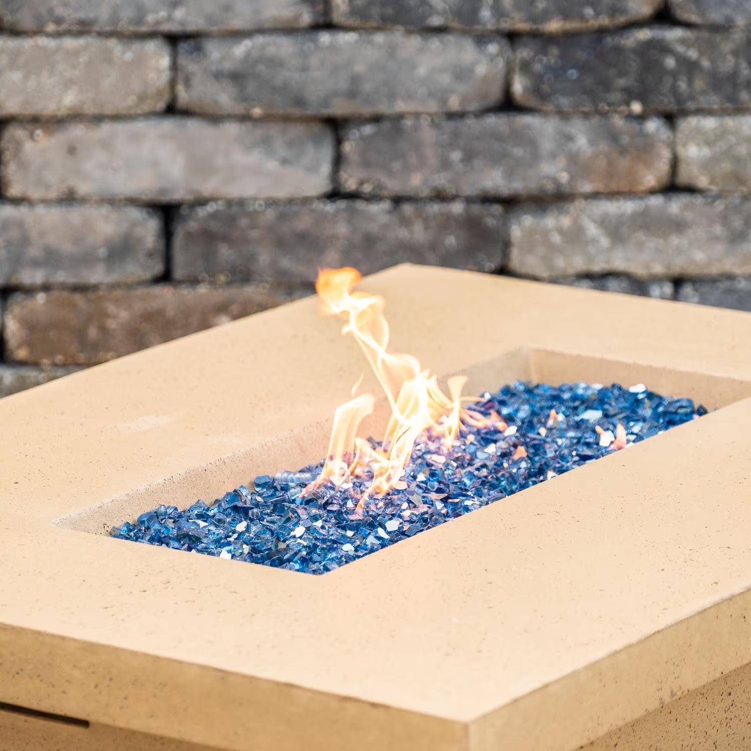 American Fyre Designs Contempo 52 Inch Rectangular GFRC Natural Gas Fire Pit Table in Cafe Blanco 783-CB-11-M4NC