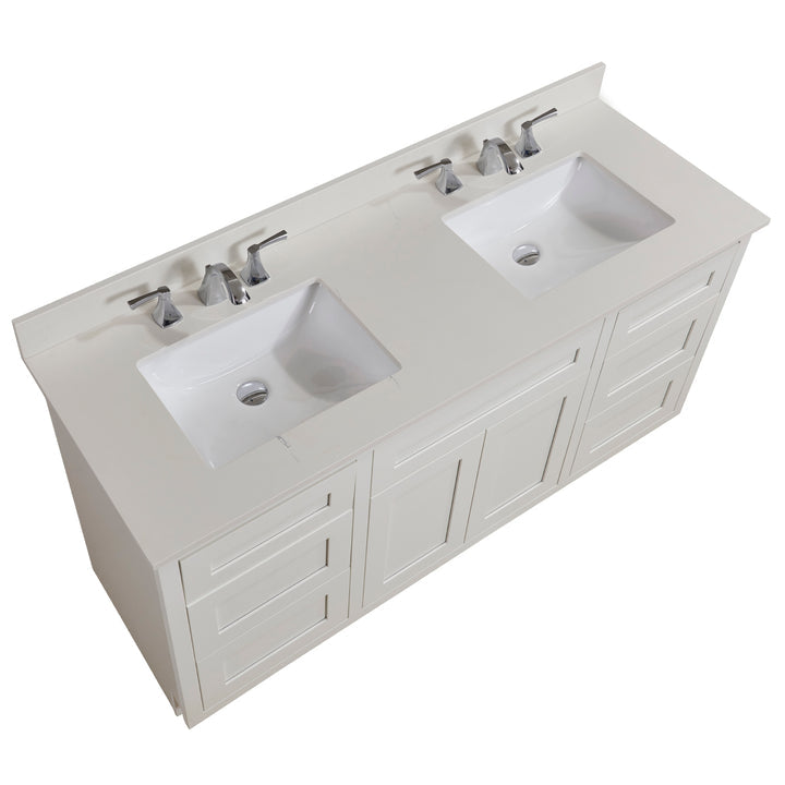 Altair Belluno Double Sink Bathroom Vanity Countertop in Milano White