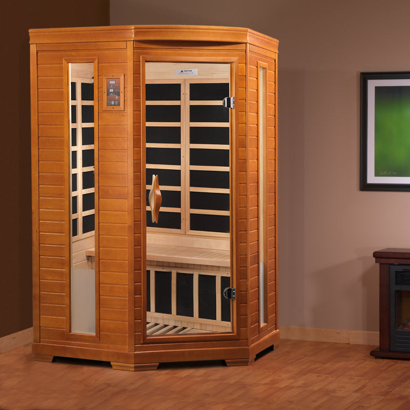 Golden Designs Dynamic "Heming" 2 Person Corner Ultra Low EMF FAR IR Sauna (DYN-6225-02 Elite)