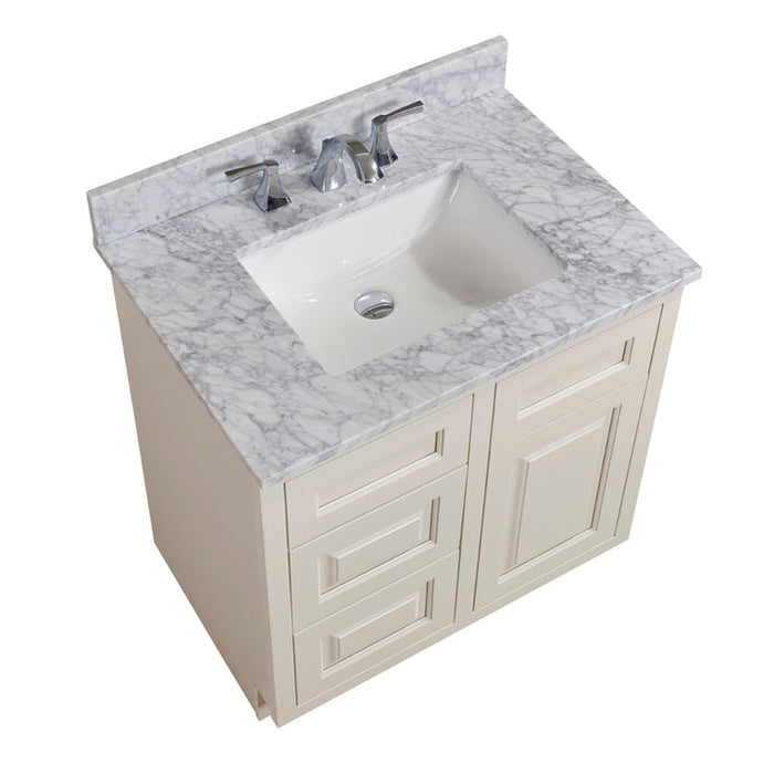 Altair Oristano Single Sink Bathroom Vanity Countertop in White Carrara Marble