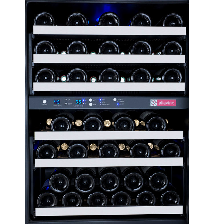 Allavino FlexCount Series 56 Bottle Dual Zone Built-In Wine Refrigerator with Stainless Steel Door - Right Hinge  AO VSWR56-2SR20