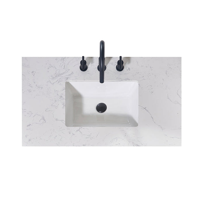 Altair Merano Stone effects Single Sink Vanity Top in Aosta White Apron with White Sink
