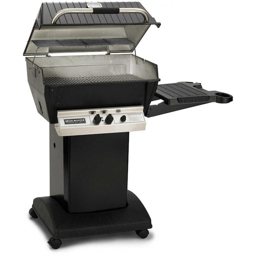 Broilmaster H3 Deluxe Natural Gas Grill On Black Cart With Black Drop Down Side Shelf