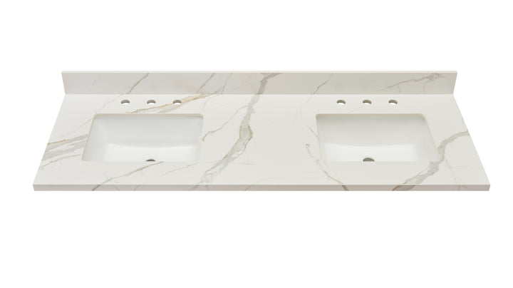 Altair Eivissia Double Sink Bathroom Vanity Countertop in Calacatta White