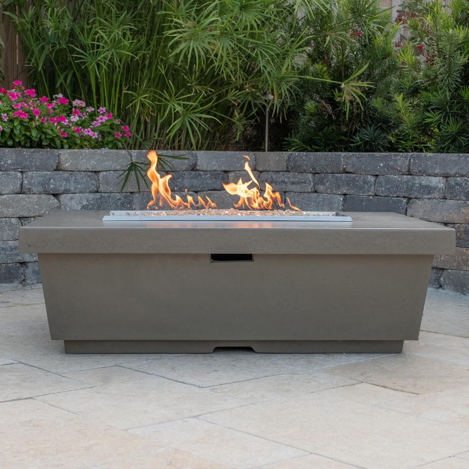 American Fyre Designs Contempo 52 Inch Rectangular GFRC Natural Gas Fire Pit Table in Smoke 783-SM-11-M4NC