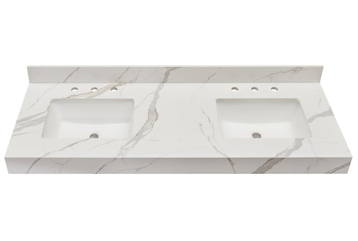 Altair Marseille 60" Double Sink Bathroom Vanity Countertop in Calacatta White Apron