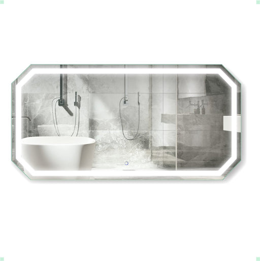 Krugg Tudor 60″ X 30″ LED Bathroom Mirror w/ Dimmer & Defogger | Large Octagon Lighted Vanity Mirror
