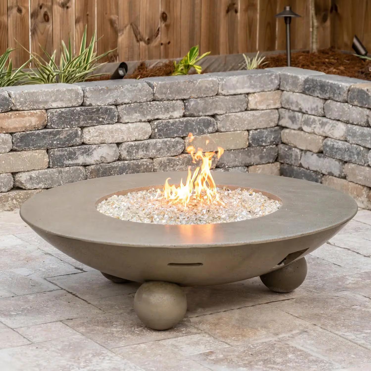 American Fyre Designs Versailles 54 Inch Round GFRC Propane Fire Bowl in Smoke  744-SM-11-M6PC