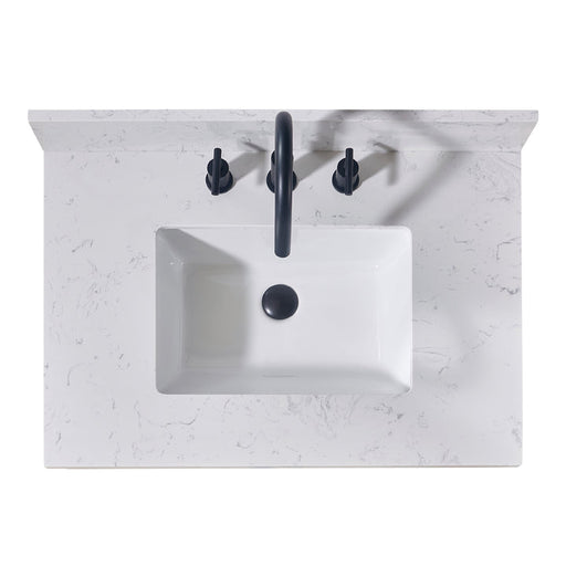 Altair Oderzo Stone effects Single Sink Vanity Top in Aosta White with White Sink