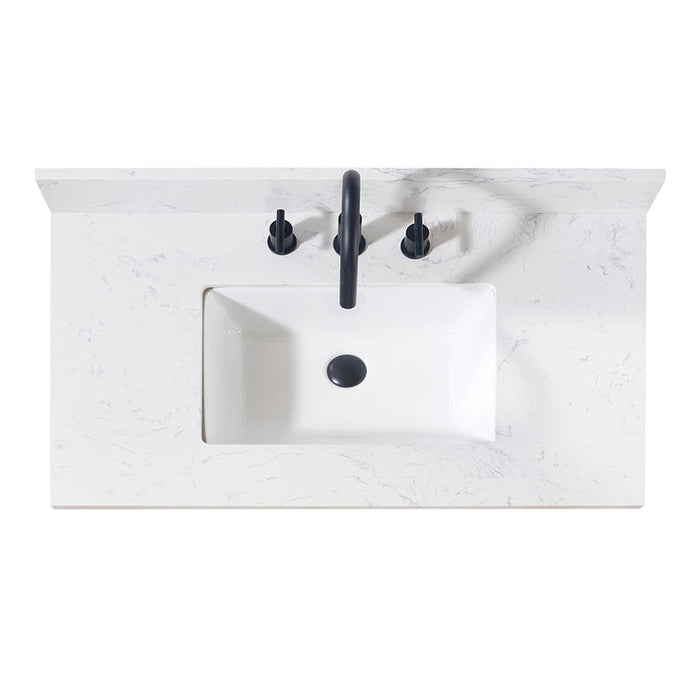 Altair Oderzo Stone effects Single Sink Vanity Top in Aosta White with White Sink