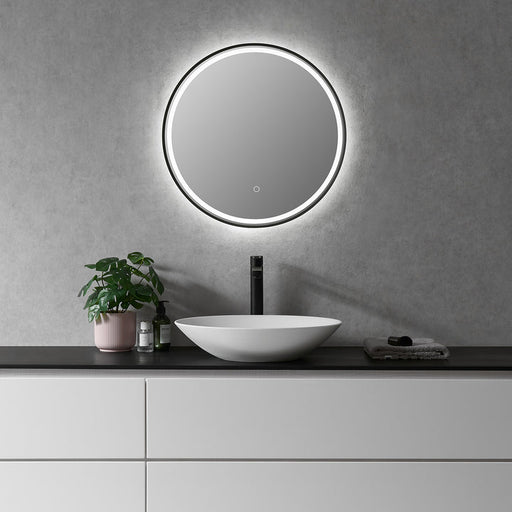 Altair Palme Round 24" Framed Modern Bathroom Vanity LED Lighted Wall Mirror