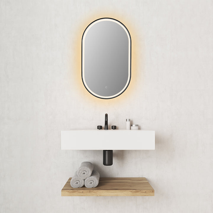 Altair Oleggio Oval 36" Framed Modern Bathroom Vanity LED Lighted Wall Mirror