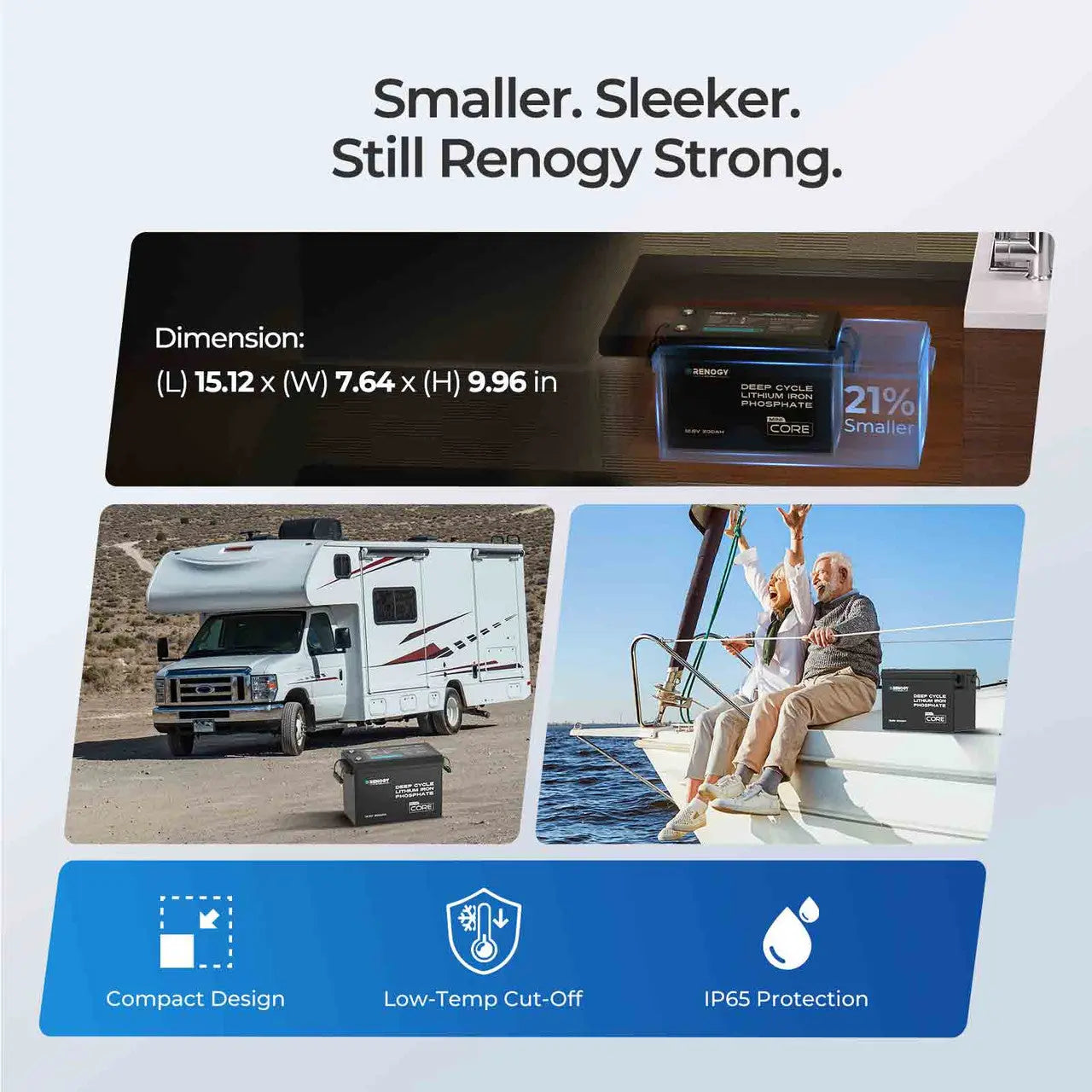Renogy Mini Size 12V 200Ah LiFePO4 Battery w/ Low-Temperature Protection [Pre-Sale Perk: Free 20A Charger Included]  RBT12200LFP-M-US