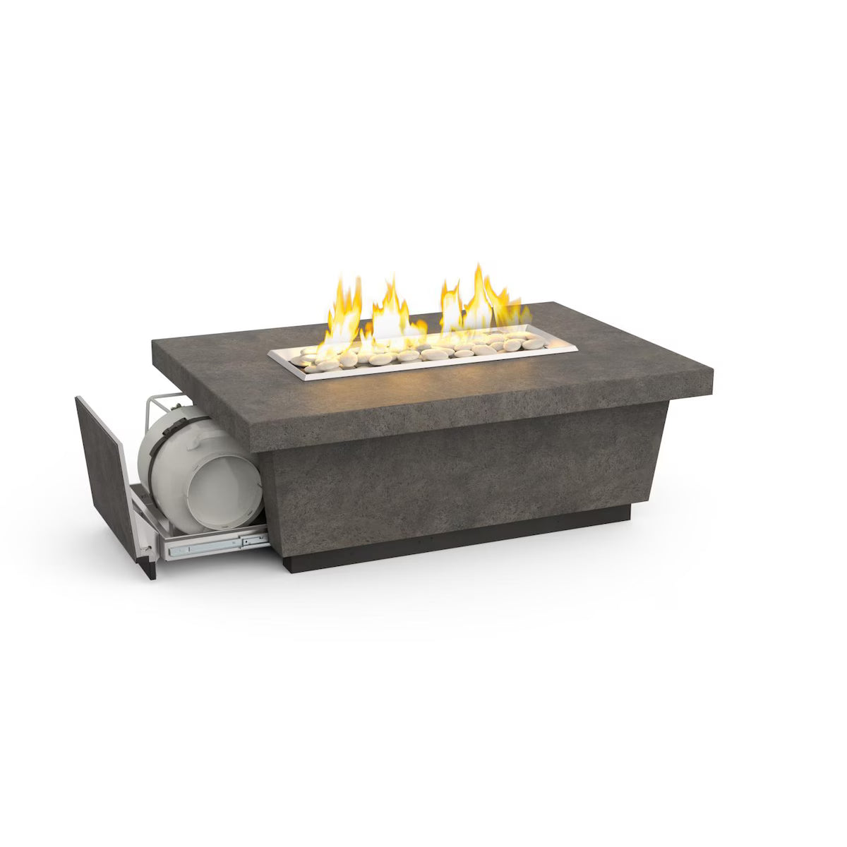 American Fyre Designs Contempo LP Select 52 Inch Rectangular GFRC Propane Fire Pit Table in Light Basalt  785-LB-11-M4PC