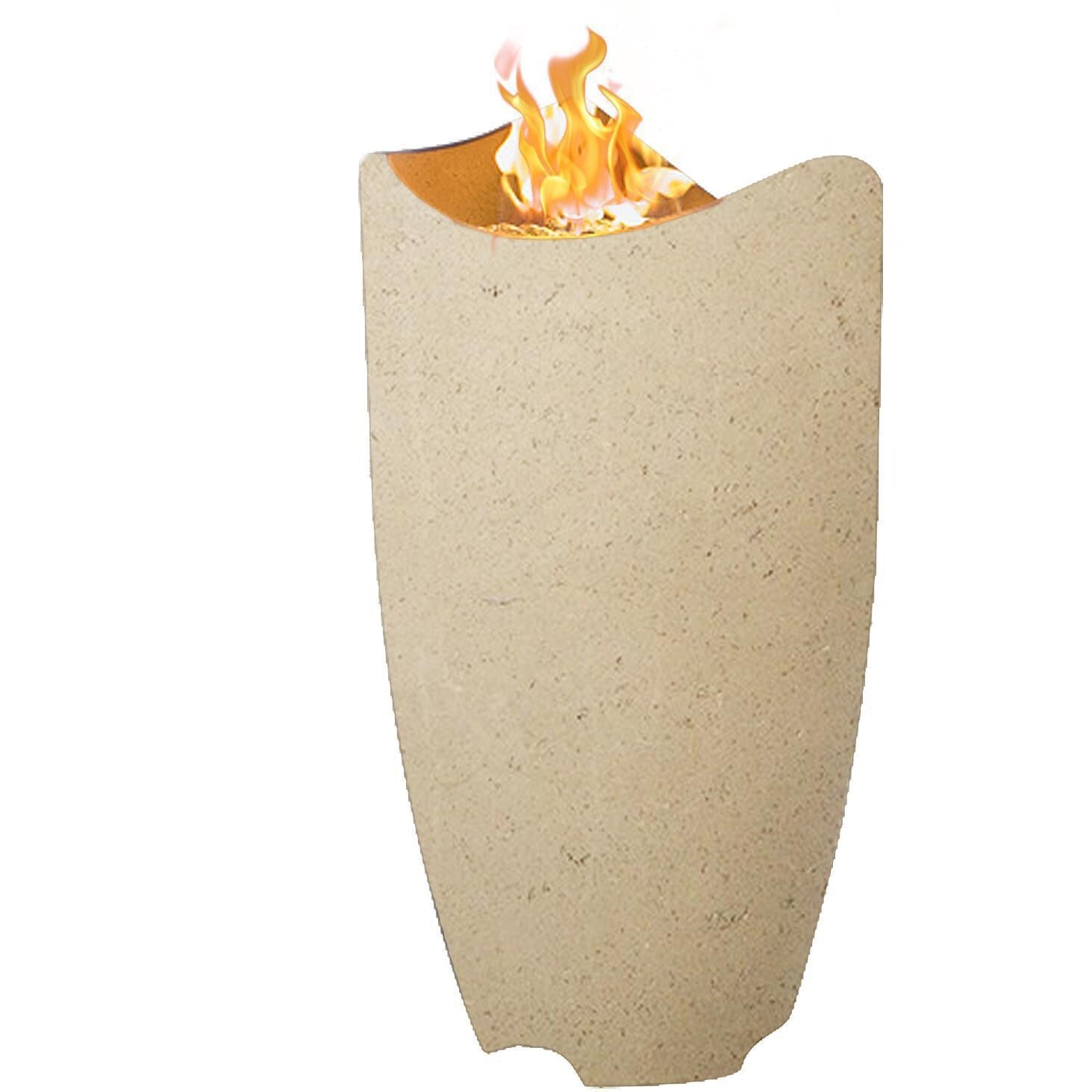 American Fyre Designs Wave 20 Inch Round GFRC Natural Gas Fire Urn in Cafe Blanco 530-CB-11-M2NC
