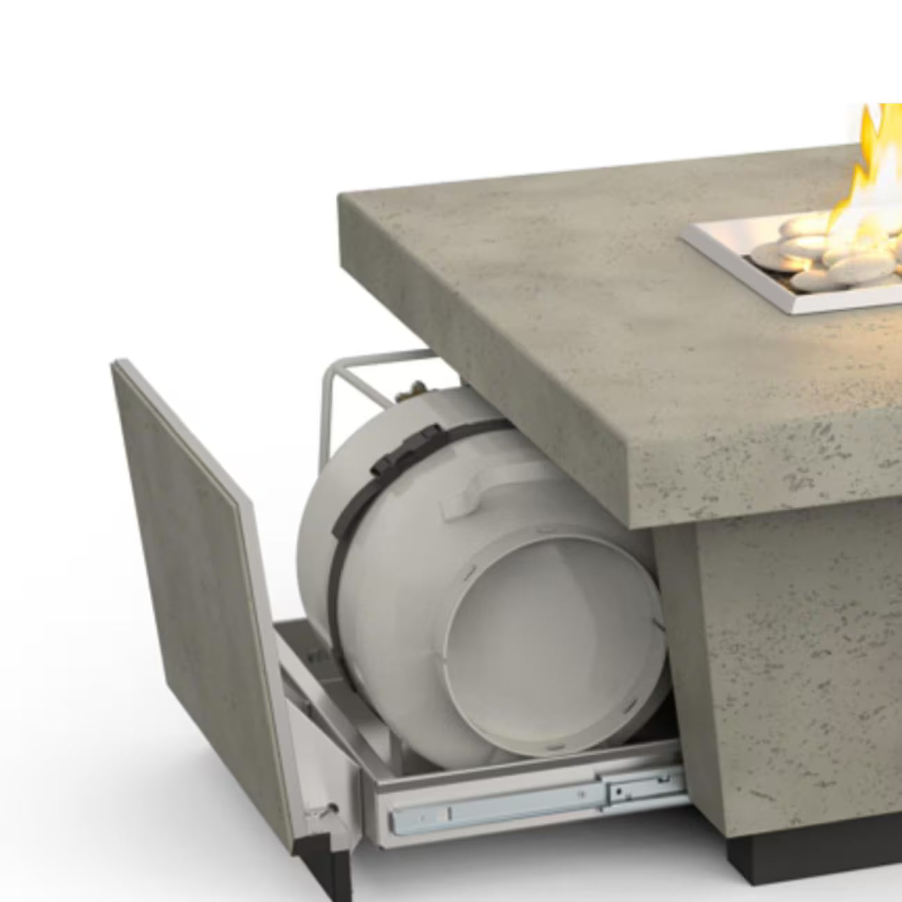 American Fyre Designs Contempo LP Select 52 Inch Rectangular GFRC Propane Fire Pit Table in Light Basalt  785-LB-11-M4PC
