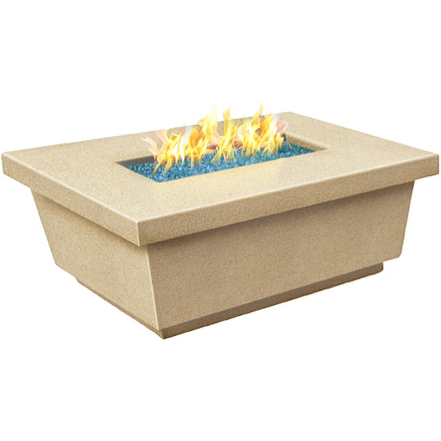 American Fyre Designs Contempo 52 Inch Rectangular GFRC Natural Gas Fire Pit Table in Cafe Blanco 783-CB-11-M4NC