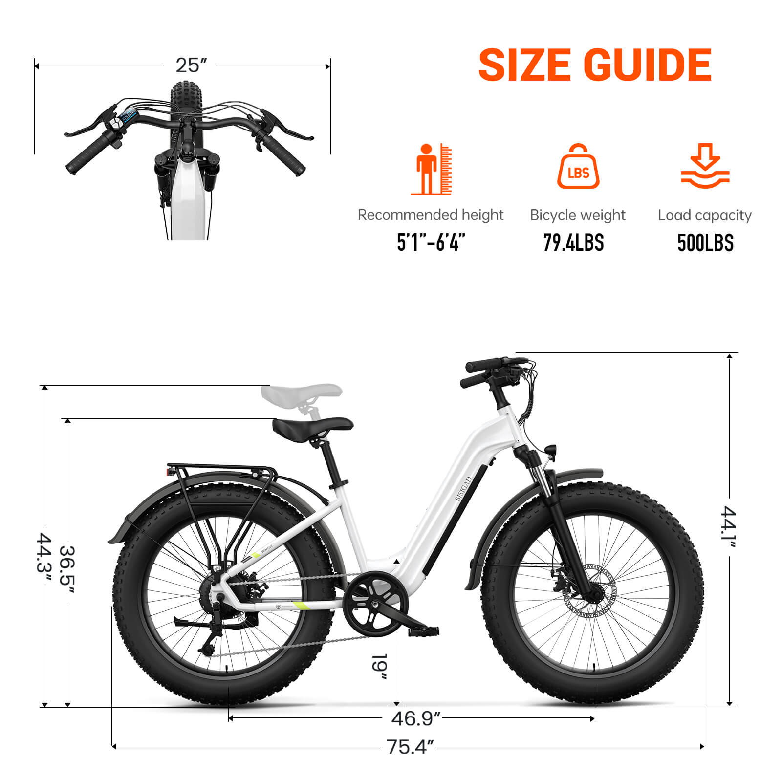 Sisigad 26" Warrior Fat Tire Electric Bike