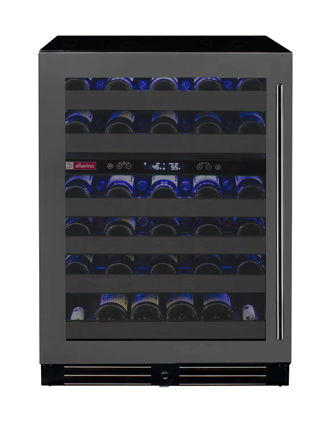 Allavino Reserva Series 50 Bottle 34" Tall Dual Zone Left Hinge Black Stainless Steel Wine Cooler Refrigerator BF BDW5034D-2BSL