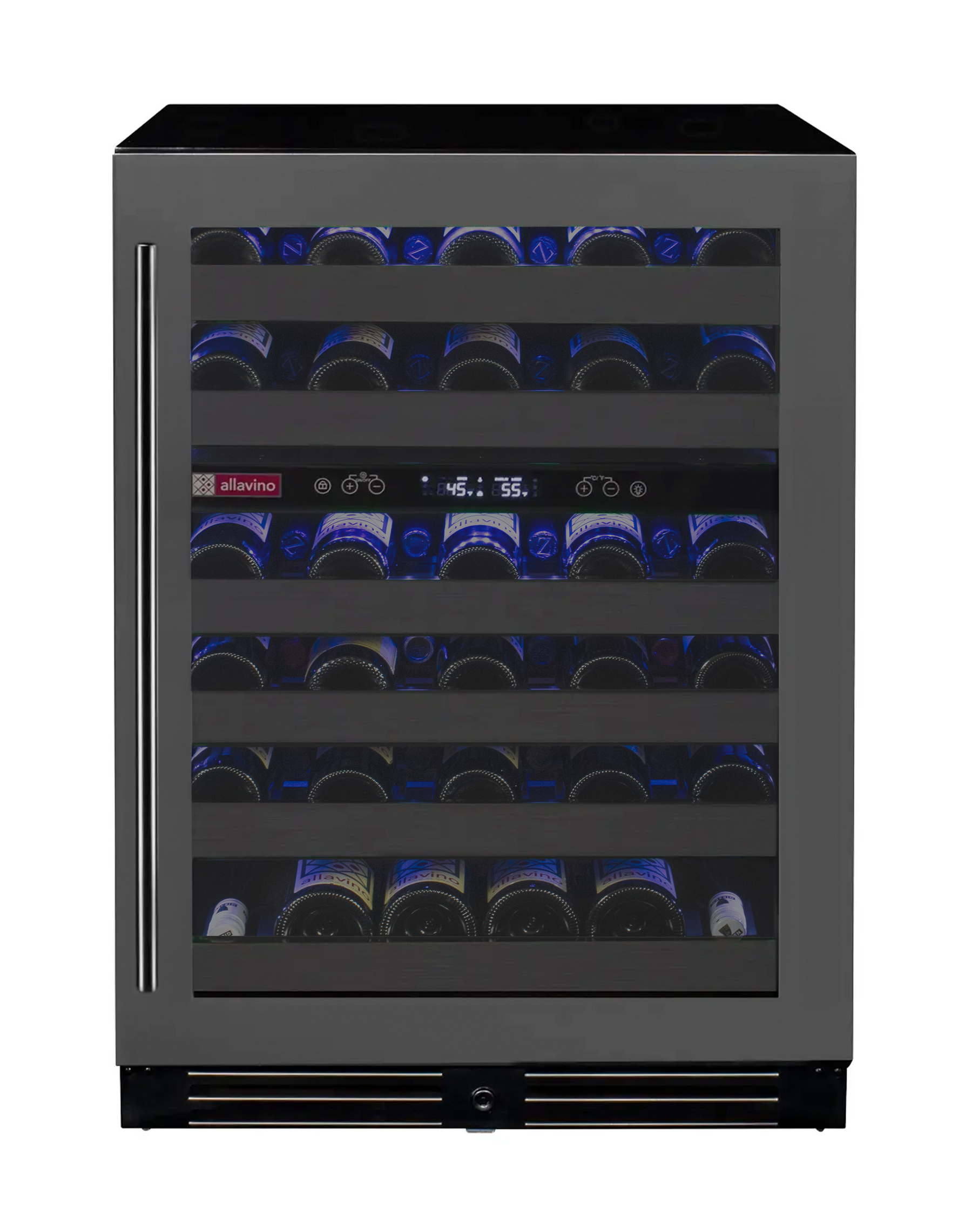 Allavino Reserva Series 50 Bottle Dual Zone Undercounter Wine Cooler Refrigerator with Black Stainless Steel Door - Right Hinge AO BDW5034D-2BSR