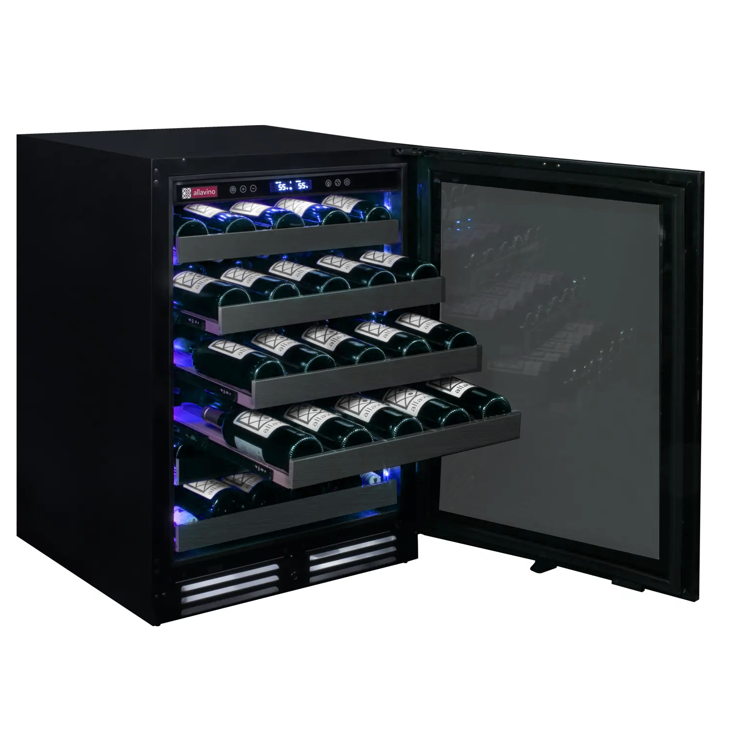 Allavino Reserva Series 50 Bottle Single Zone Built-in Luxury Wine Refrigerator with Black Stainless Steel Door - Right Hinge AO BDW5034S-1BSR