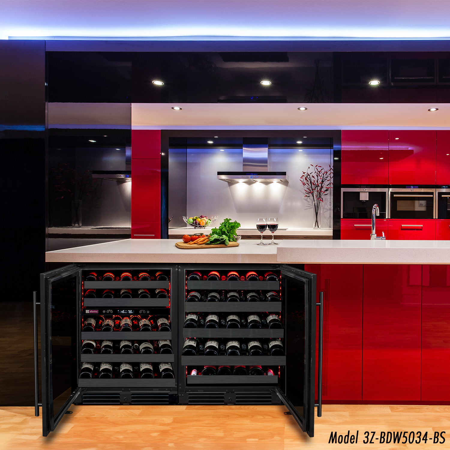 Allavino Reserva Series 50 Bottle 34" Tall Single Zone Left Hinge Black Stainless Steel Wine Cooler Refrigerator BF BDW5034S-1BSL