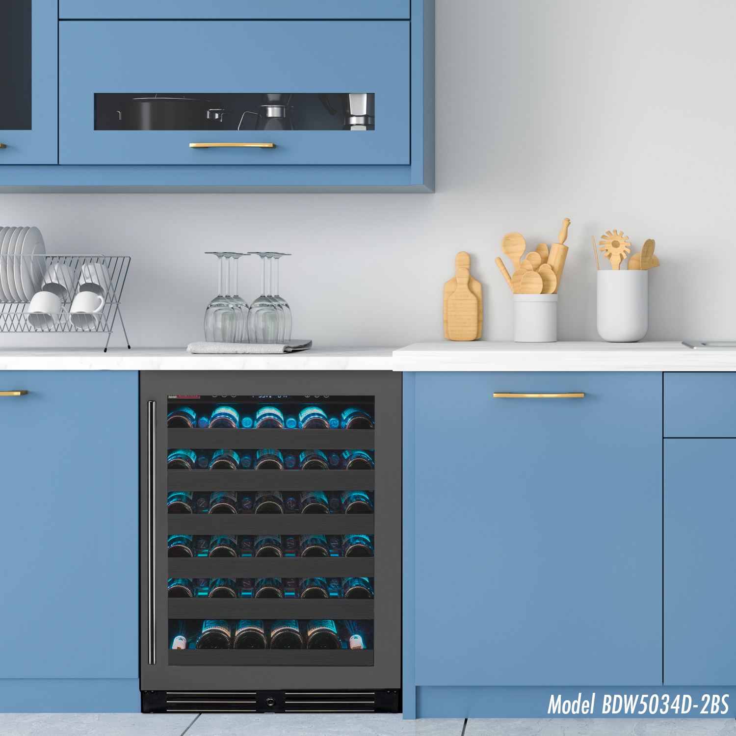 Allavino Reserva Series 50 Bottle Single Zone Built-in Luxury Wine Refrigerator with Black Stainless Steel Door - Right Hinge AO BDW5034S-1BSR