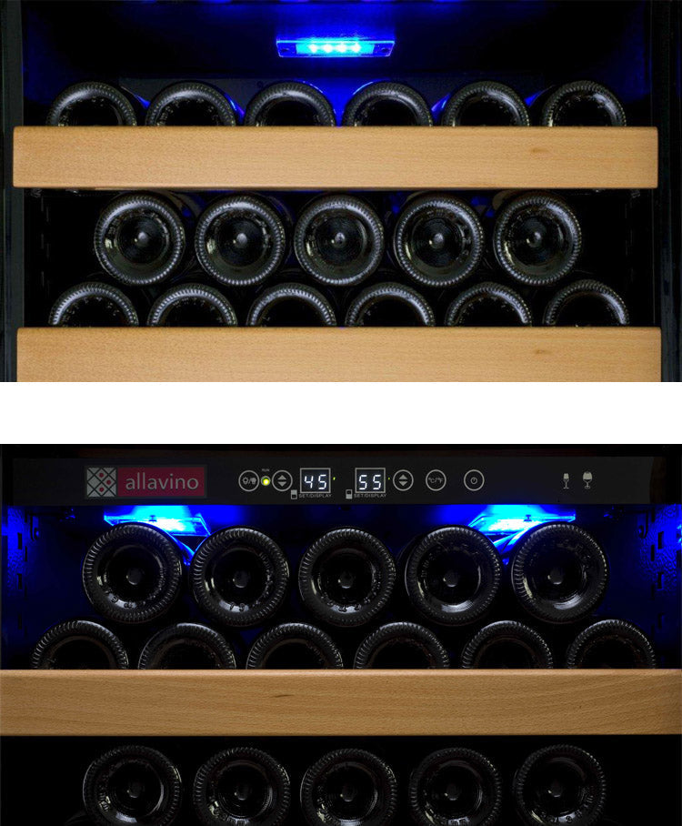 Allavino 24" Wide Vite II Tru-Vino 99 Bottle Dual Zone Black Right Hinge Wine Refrigerator AO YHWR99-2BR20