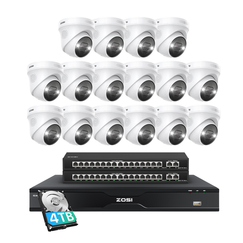 Zosi C225 32 Channel 4K PoE Security Camera System for Business + Up To 16TB HDD